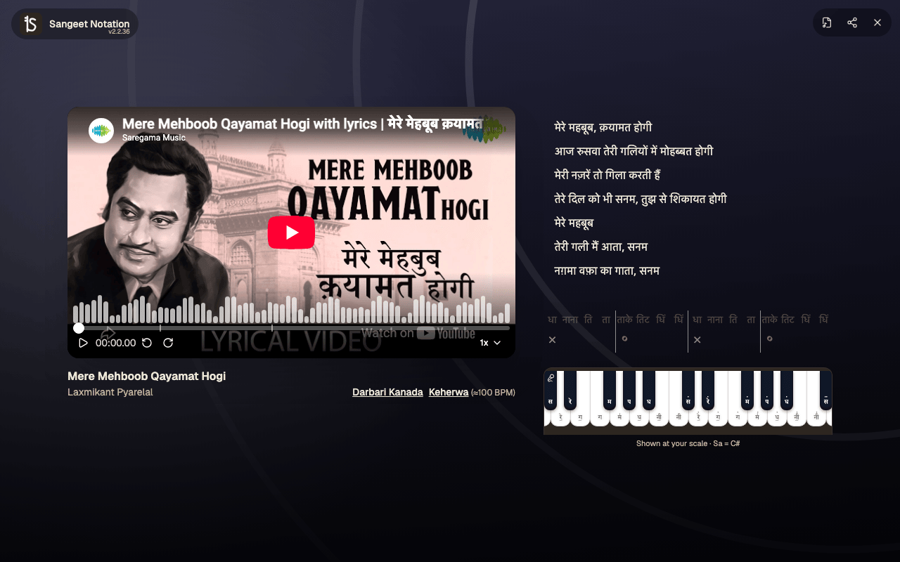 Synced video playback with beat-level notation