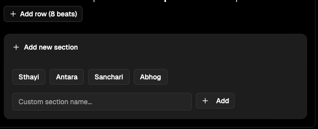 Section headers with management controls