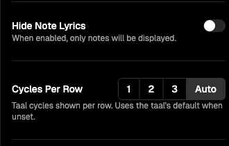 Display settings panel