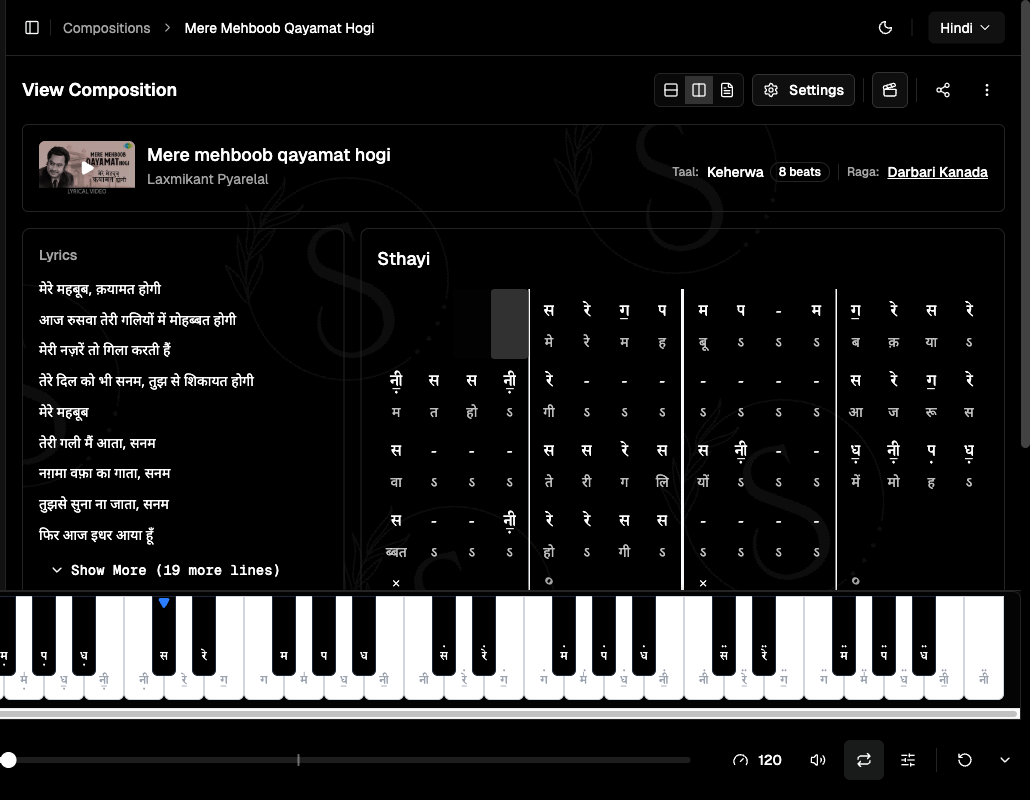 Notation player with controls
